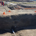 More underground plumbing as well as concrete footings and more formwork for the 200 yard pour.